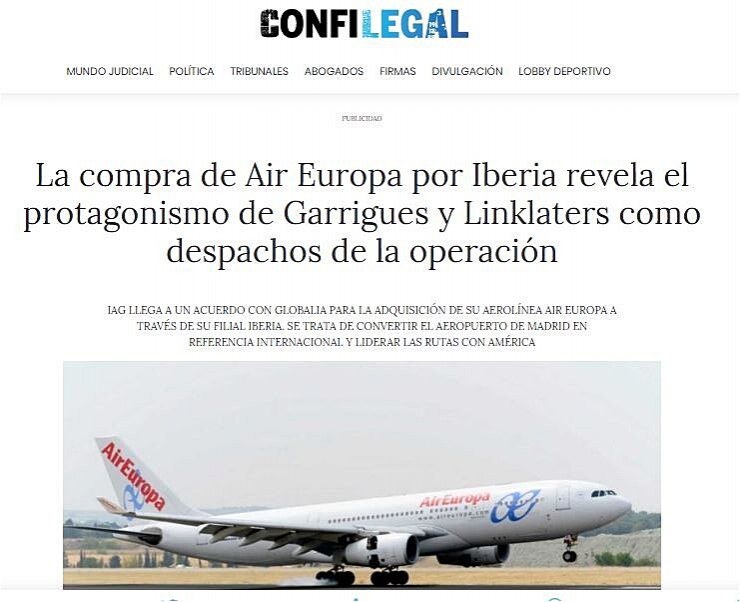 La compra de Air Europa por Iberia revela el protagonismo de Garrigues y Linklaters como despachos de la operacin
